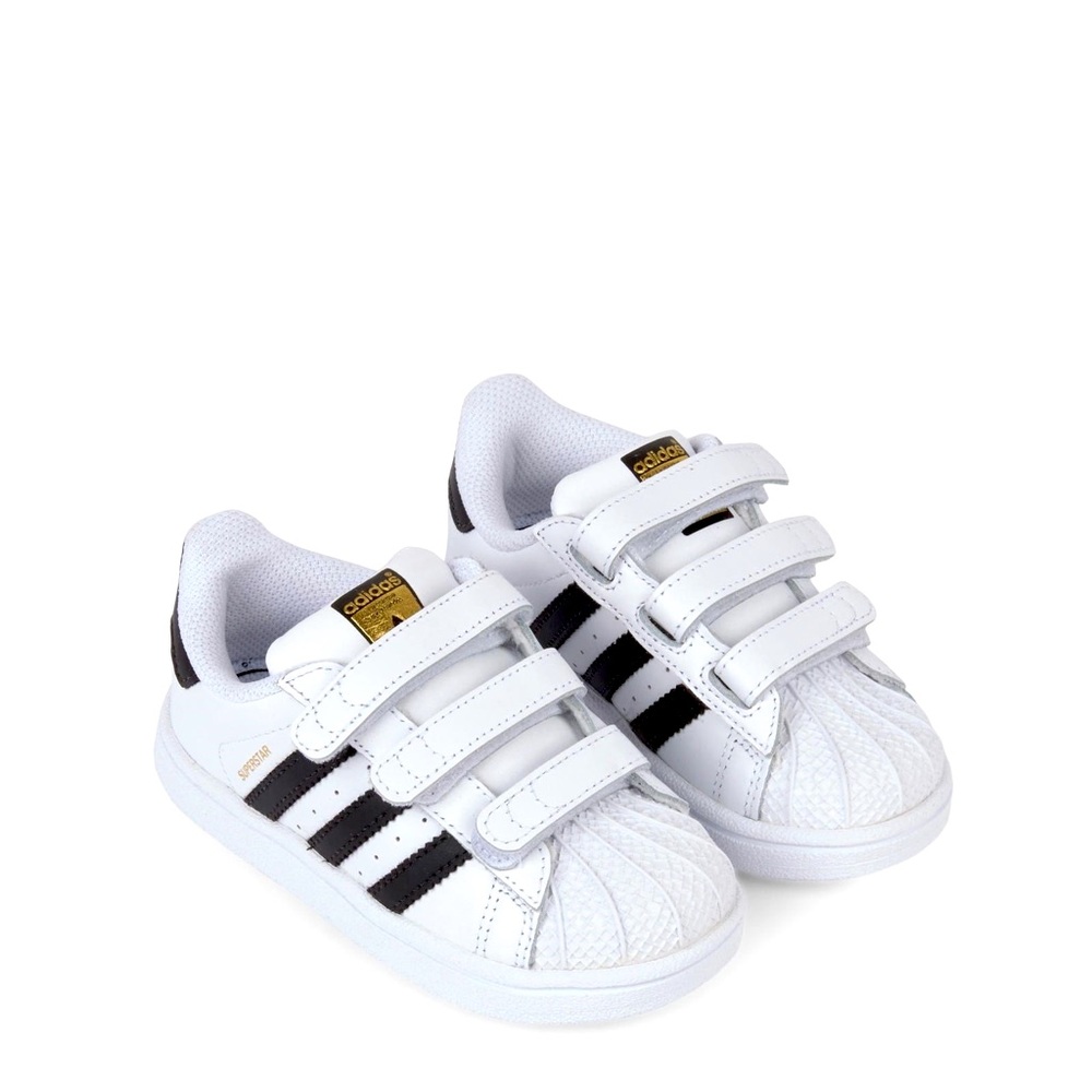 Adidas Superstar Classic Athletic Shoe SneakerToddler White Leather Black Stripe